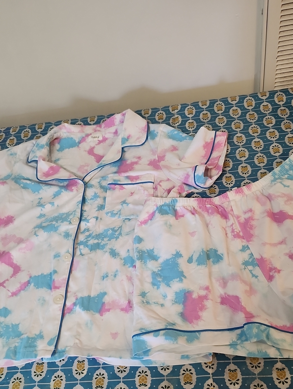 Bedhead Stretch Organic Cotton Jersey Short Pajamas Set SZ Large Tie Dye